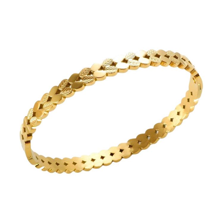 Elegant Leaf-Inspired Bangle Bracelet