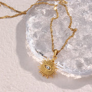 Elegant Diamond-Studded Evil Eye Necklace