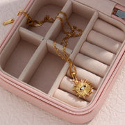 Elegant Diamond-Studded Evil Eye Necklace