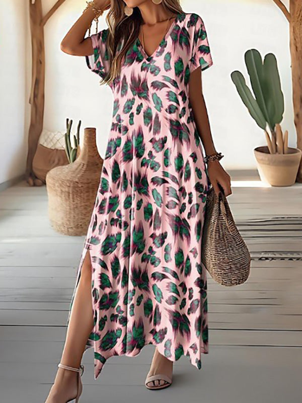 Women's - Maxi Summer Dress - Loose Fit Short Sleeves - Lightweight and Comfortable Sundress for Warm Days