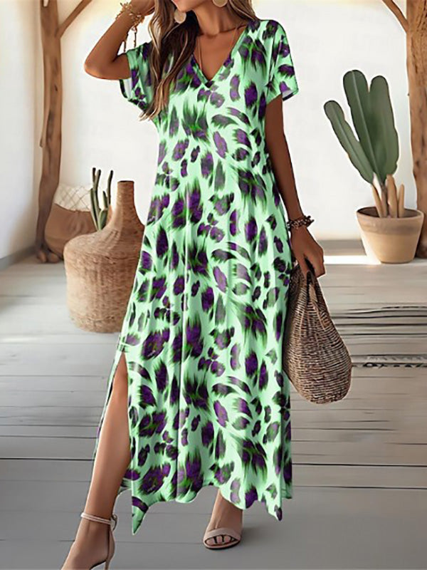 Women's - Maxi Summer Dress - Loose Fit Short Sleeves - Lightweight and Comfortable Sundress for Warm Days
