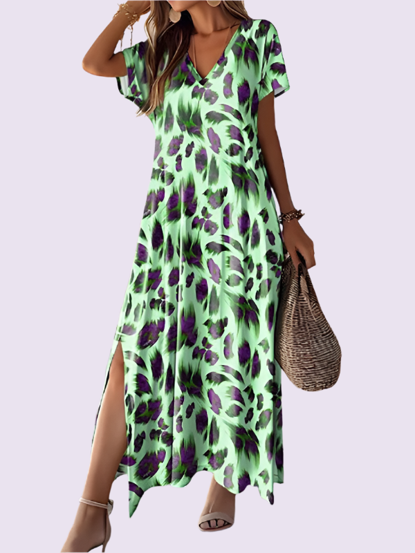 Women's - Maxi Summer Dress - Loose Fit Short Sleeves - Lightweight and Comfortable Sundress for Warm Days