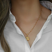 Elegant Diamond-Studded Evil Eye Necklace
