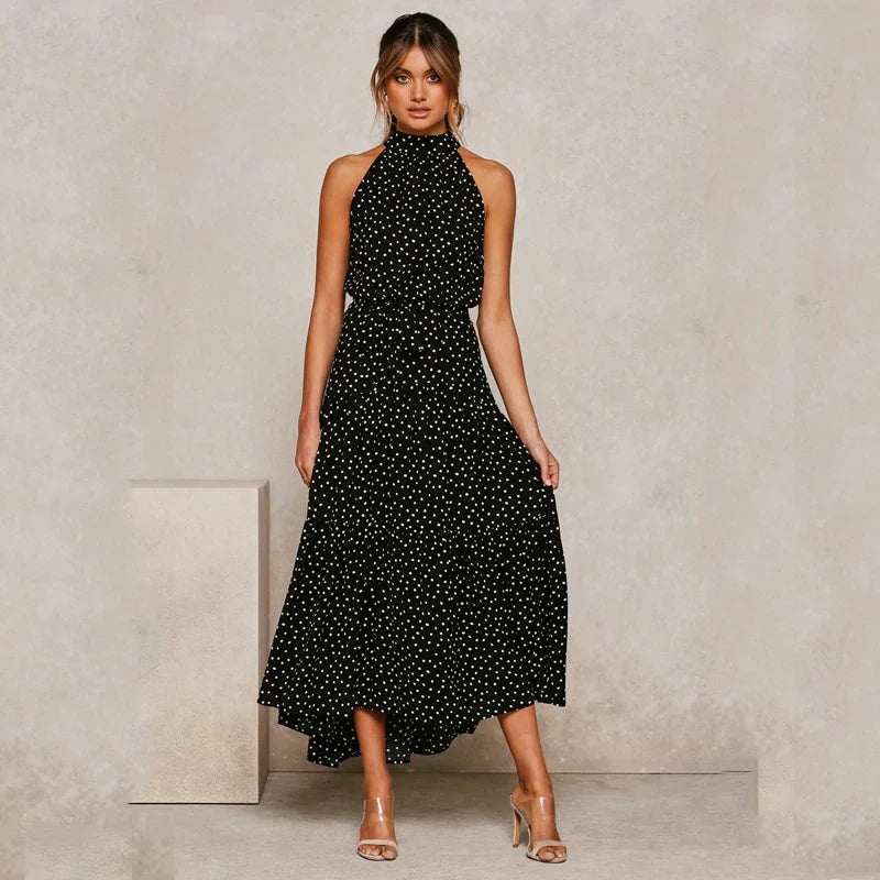 Women's - Collar Dress - Polka Dot Design - Stylish and Comfortable - Perfect for Any Occasion
