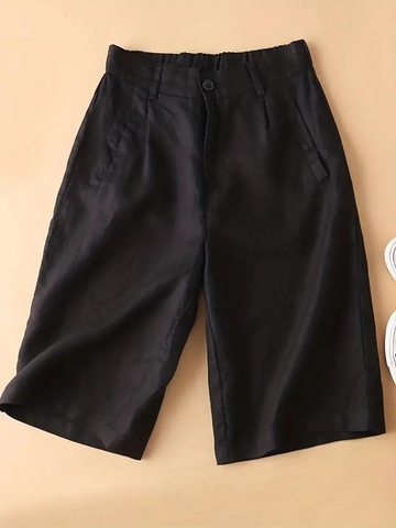 Women's - Summer High-Waisted Shorts - Elasticated Waist, Loose Fit - Comfortable & Stylish Summer Apparel