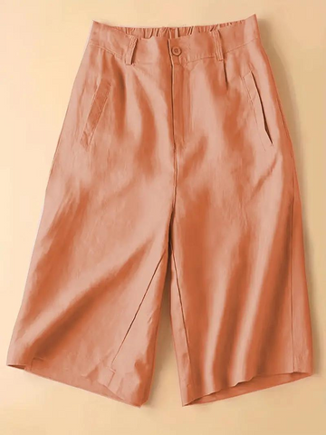 Women's - Summer High-Waisted Shorts - Elasticated Waist, Loose Fit - Comfortable & Stylish Summer Apparel