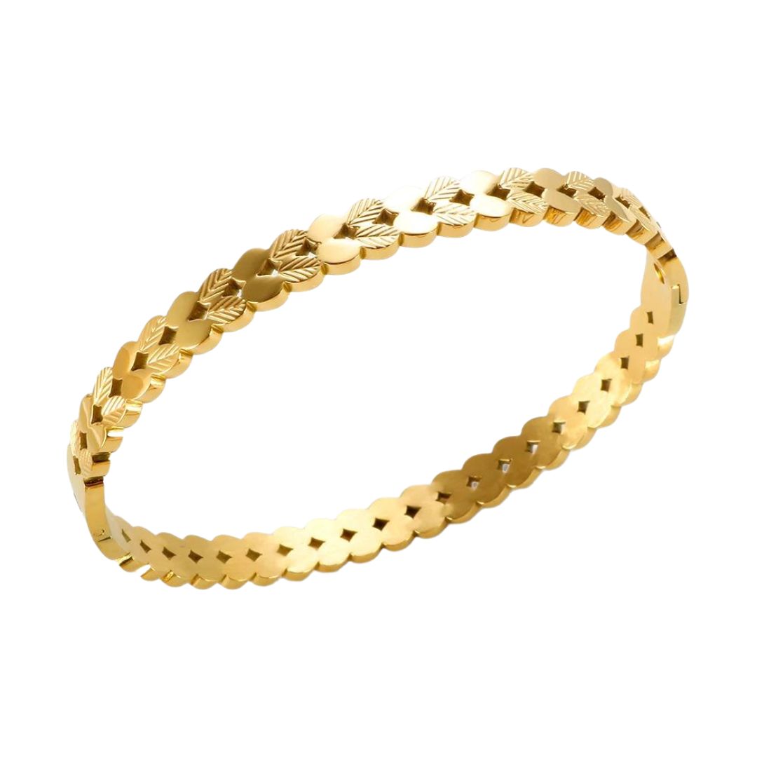 Elegant Leaf-Inspired Bangle Bracelet