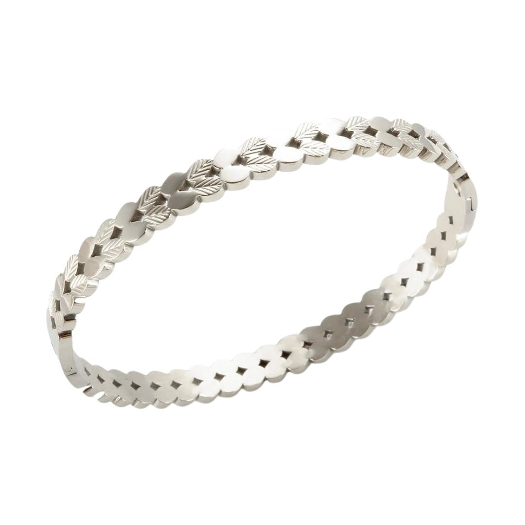 Elegant Leaf-Inspired Bangle Bracelet