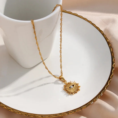 Elegant Diamond-Studded Evil Eye Necklace