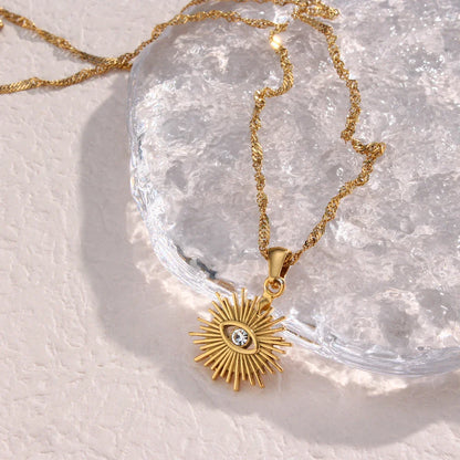 Elegant Diamond-Studded Evil Eye Necklace