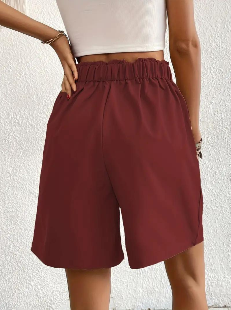Women's - High Waist Summer Shorts - Wide Leg Design with Pockets - Comfortable and Stylish for Everyday Wear