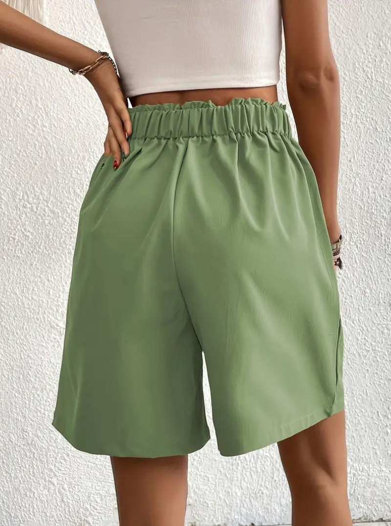 Women's - High Waist Summer Shorts - Wide Leg Design with Pockets - Comfortable and Stylish for Everyday Wear