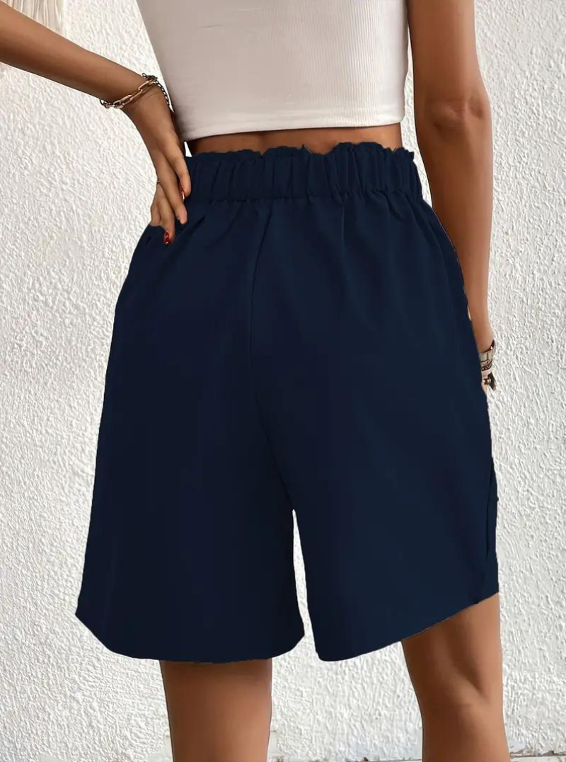 Women's - High Waist Summer Shorts - Wide Leg Design with Pockets - Comfortable and Stylish for Everyday Wear