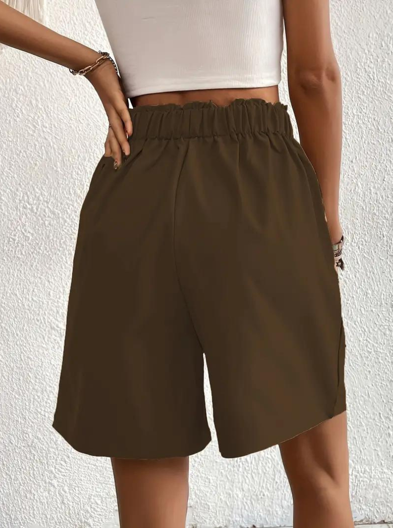 Women's - High Waist Summer Shorts - Wide Leg Design with Pockets - Comfortable and Stylish for Everyday Wear