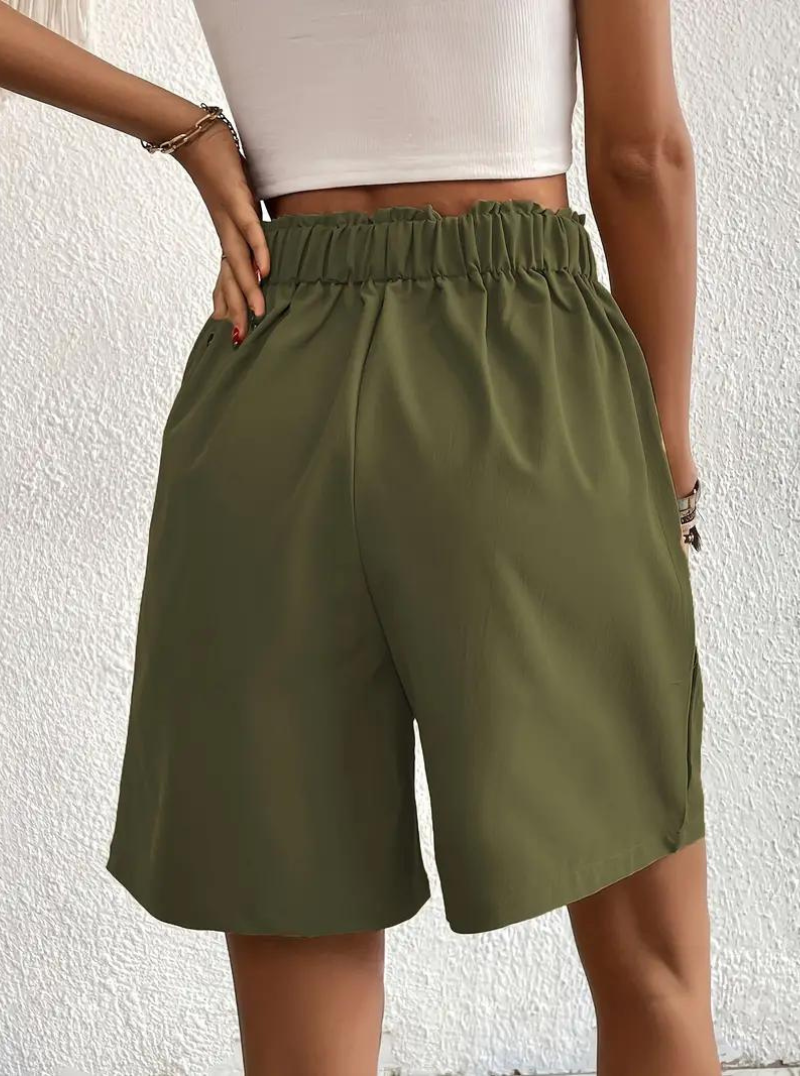 Women's - High Waist Summer Shorts - Wide Leg Design with Pockets - Comfortable and Stylish for Everyday Wear