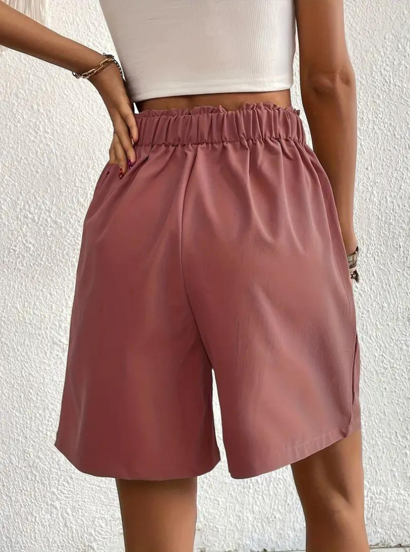 Women's - High Waist Summer Shorts - Wide Leg Design with Pockets - Comfortable and Stylish for Everyday Wear