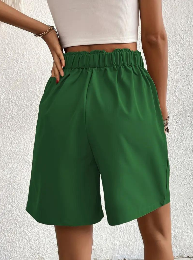 Women's - High Waist Summer Shorts - Wide Leg Design with Pockets - Comfortable and Stylish for Everyday Wear