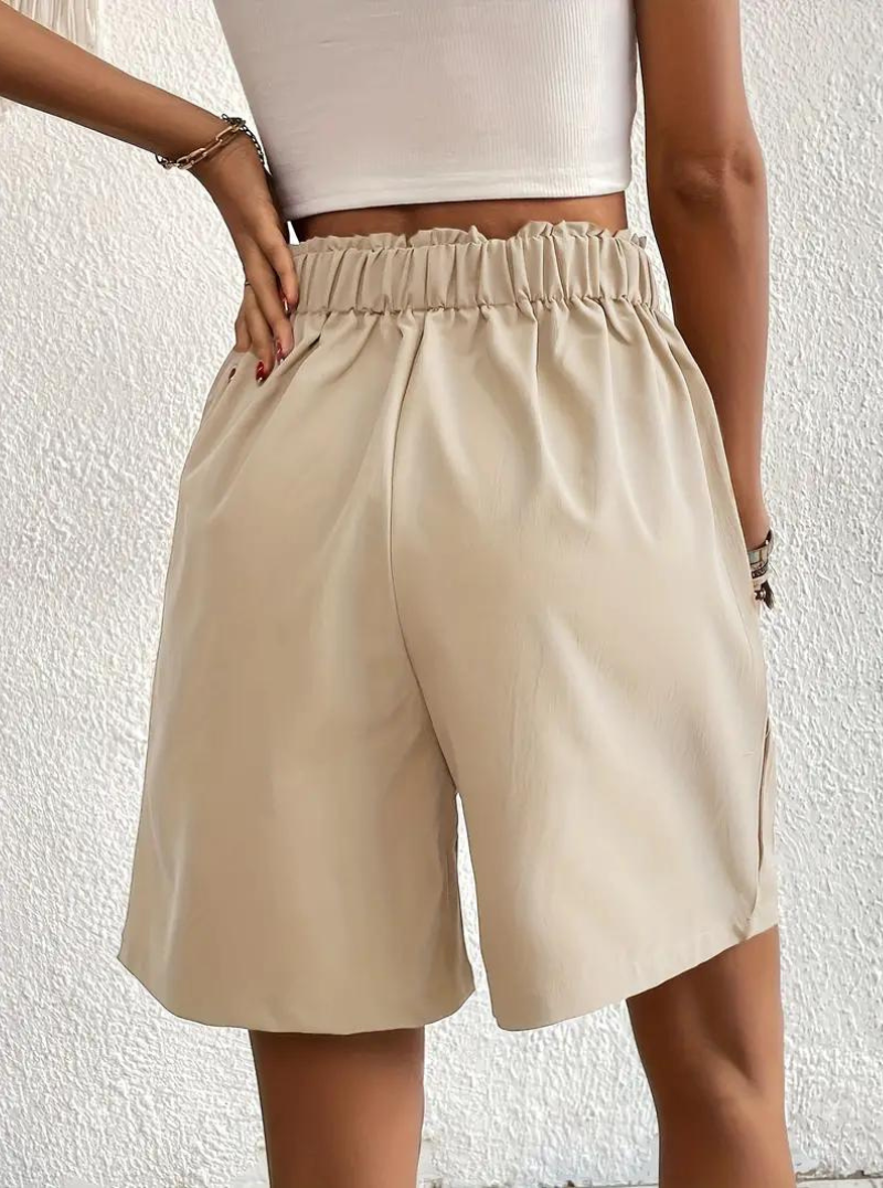 Women's - High Waist Summer Shorts - Wide Leg Design with Pockets - Comfortable and Stylish for Everyday Wear