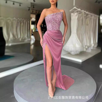 Women's - Elegant Mid-Length Evening Dress - Sophisticated Style - Perfect for Formal Events & Special Occasions