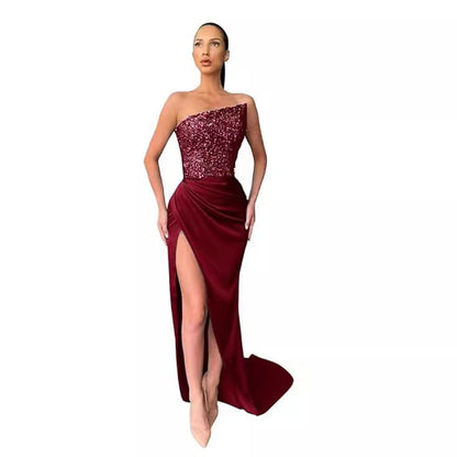 Women's - Elegant Mid-Length Evening Dress - Sophisticated Style - Perfect for Formal Events & Special Occasions