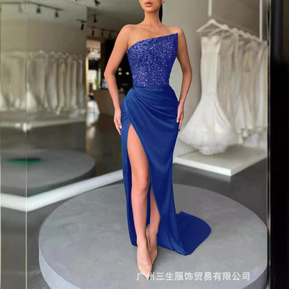 Women's - Elegant Mid-Length Evening Dress - Sophisticated Style - Perfect for Formal Events & Special Occasions