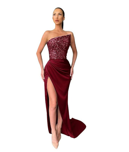 Women's - Elegant Mid-Length Evening Dress - Sophisticated Style - Perfect for Formal Events & Special Occasions
