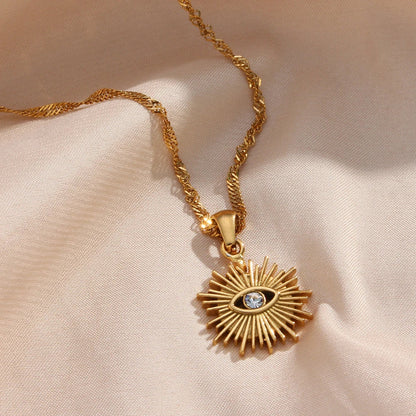 Elegant Diamond-Studded Evil Eye Necklace