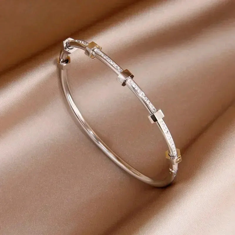 Elegant Hexagon Diamond Bangle Bracelet
