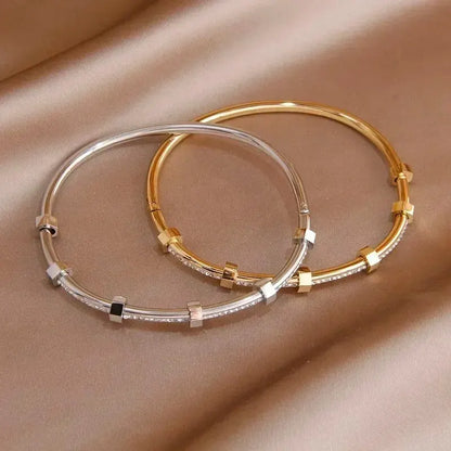 Elegant Hexagon Diamond Bangle Bracelet