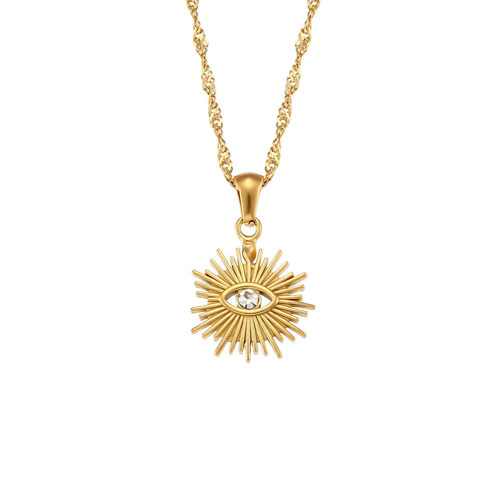 Elegant Diamond-Studded Evil Eye Necklace