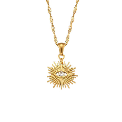 Elegant Diamond-Studded Evil Eye Necklace