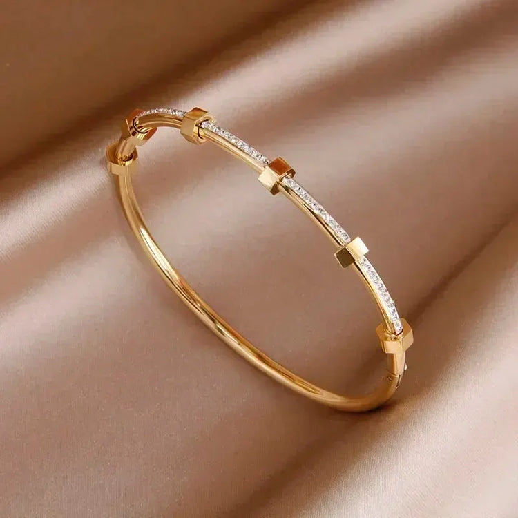 Elegant Hexagon Diamond Bangle Bracelet