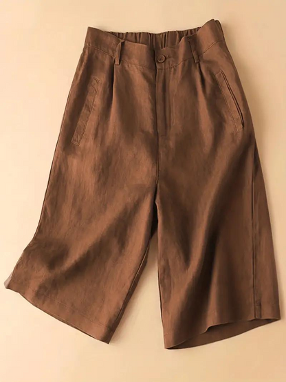 Women's - Summer High-Waisted Shorts - Elasticated Waist, Loose Fit - Comfortable & Stylish Summer Apparel