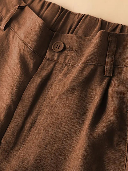 Women's - Summer High-Waisted Shorts - Elasticated Waist, Loose Fit - Comfortable & Stylish Summer Apparel